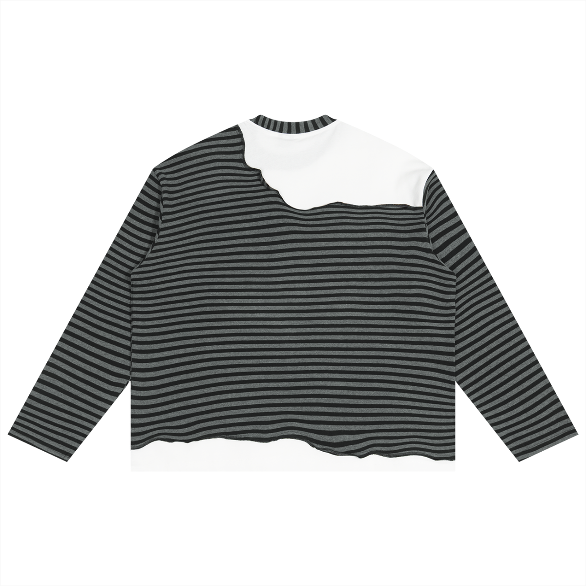 MARZ Pixel Zebra Unisex Striped Panel Boxy Long Sleeve T-Shirt