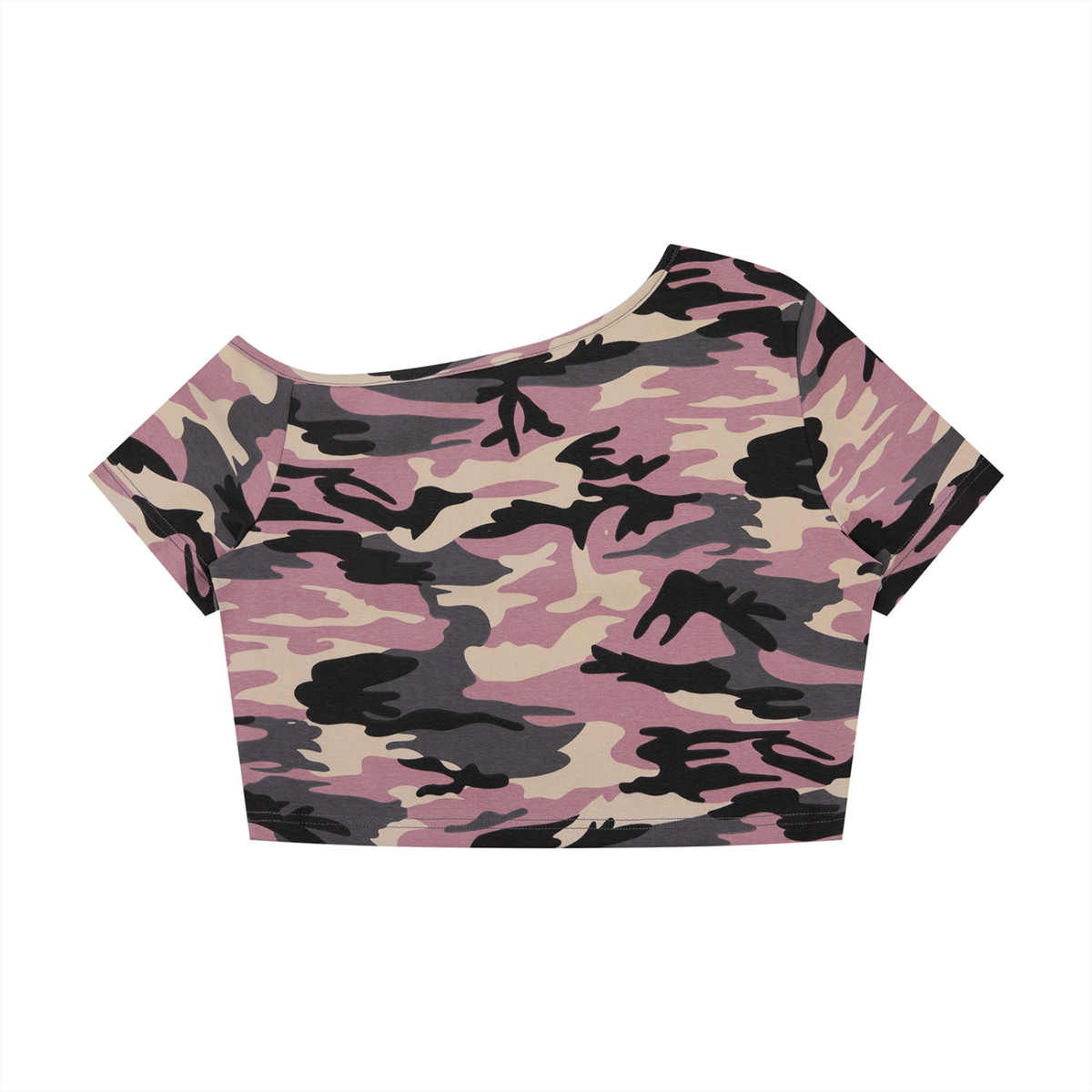 MARZ Women's Camo Off-Shoulder Crop T-Shirt