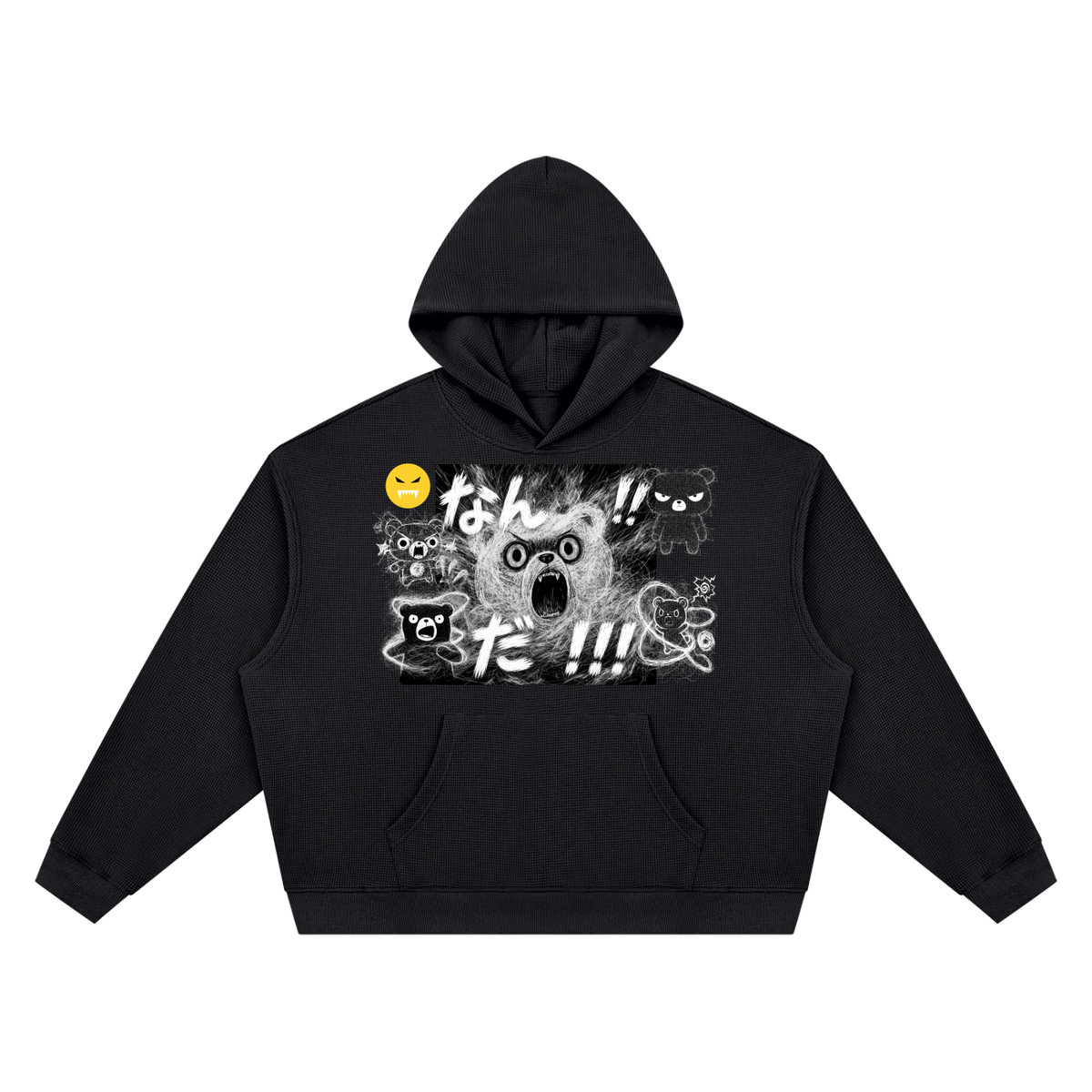EMOUNA Kuma-Chi Darake Unisex Waffle Boxy Hoodie