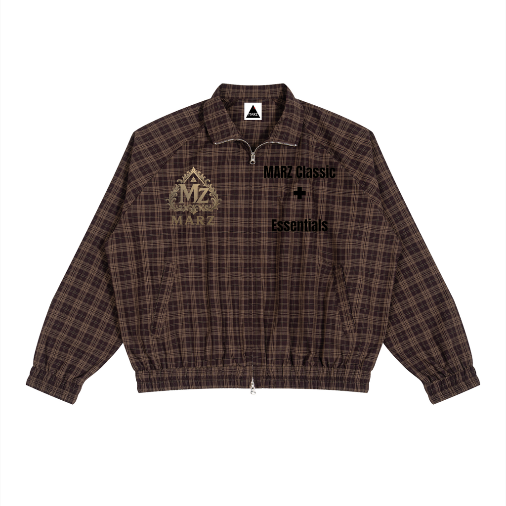 MARZ Classic Unisex Plaid Full-Zip Track Jacket