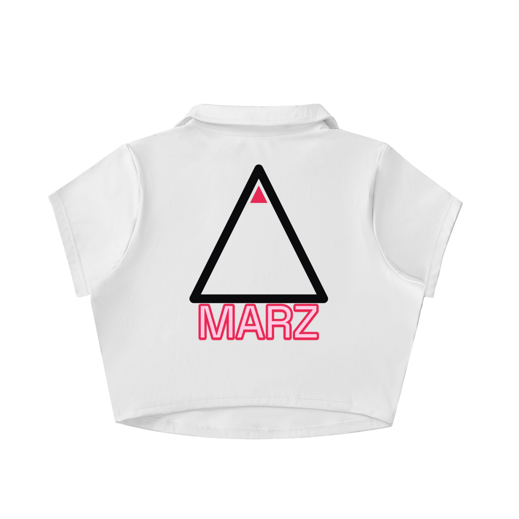 Pink Pixel Camo V-Neck Lapel Crop Top