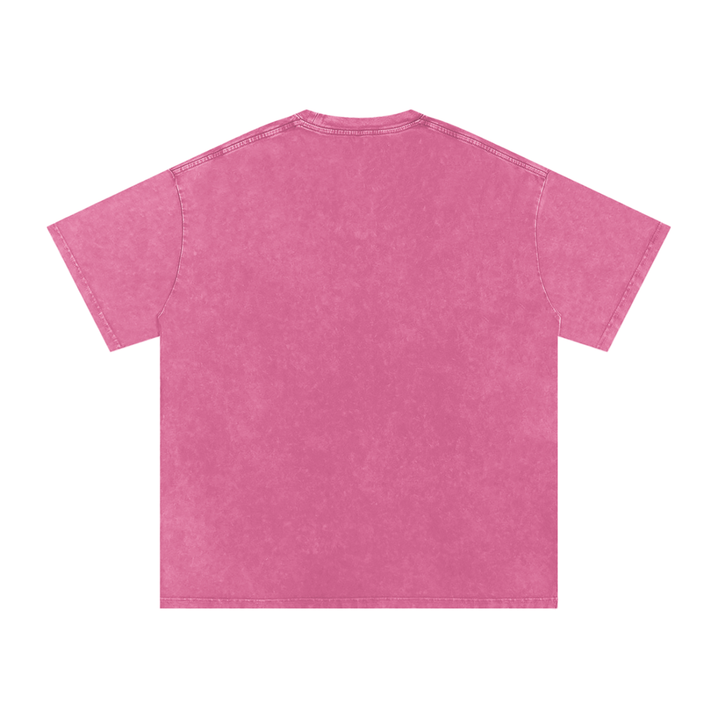 MARZ Meow Time Snow Washed Oversized Cotton T-Shirt