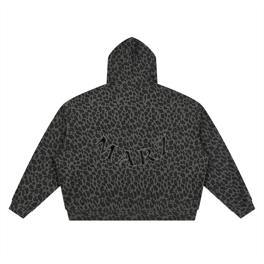 MARZ Sentinel Unisex Leopard Print Waffle Full Zip Hoodie