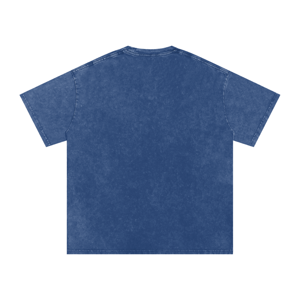 MARZ Meow Time Snow Washed Oversized Cotton T-Shirt