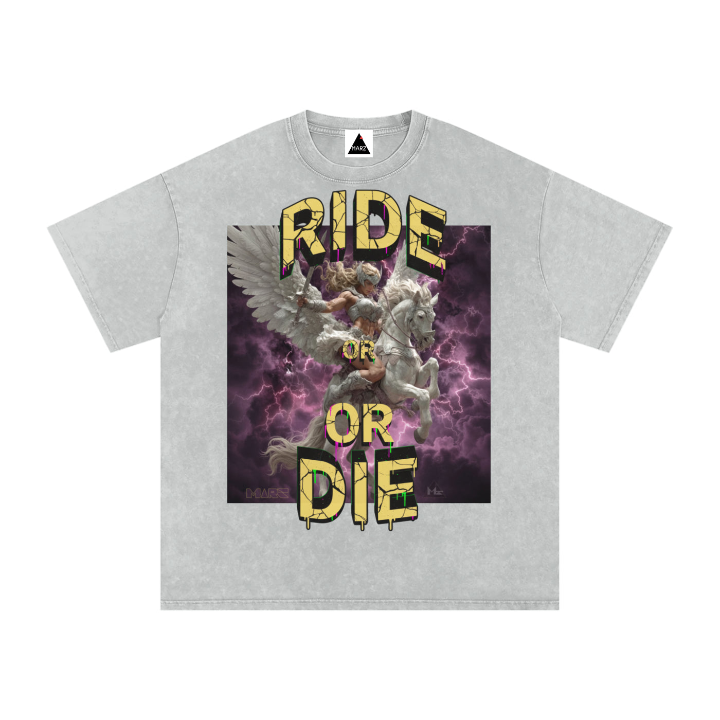 Ride or Die Valkyrie Snow Washed Oversized Cotton T-Shirt