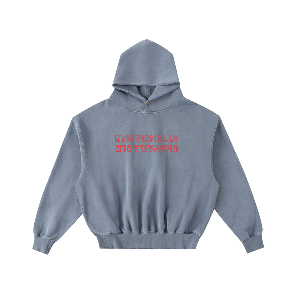 EmotionallyUnavailable Frayed Enzyme Washed Fleece Hoodie