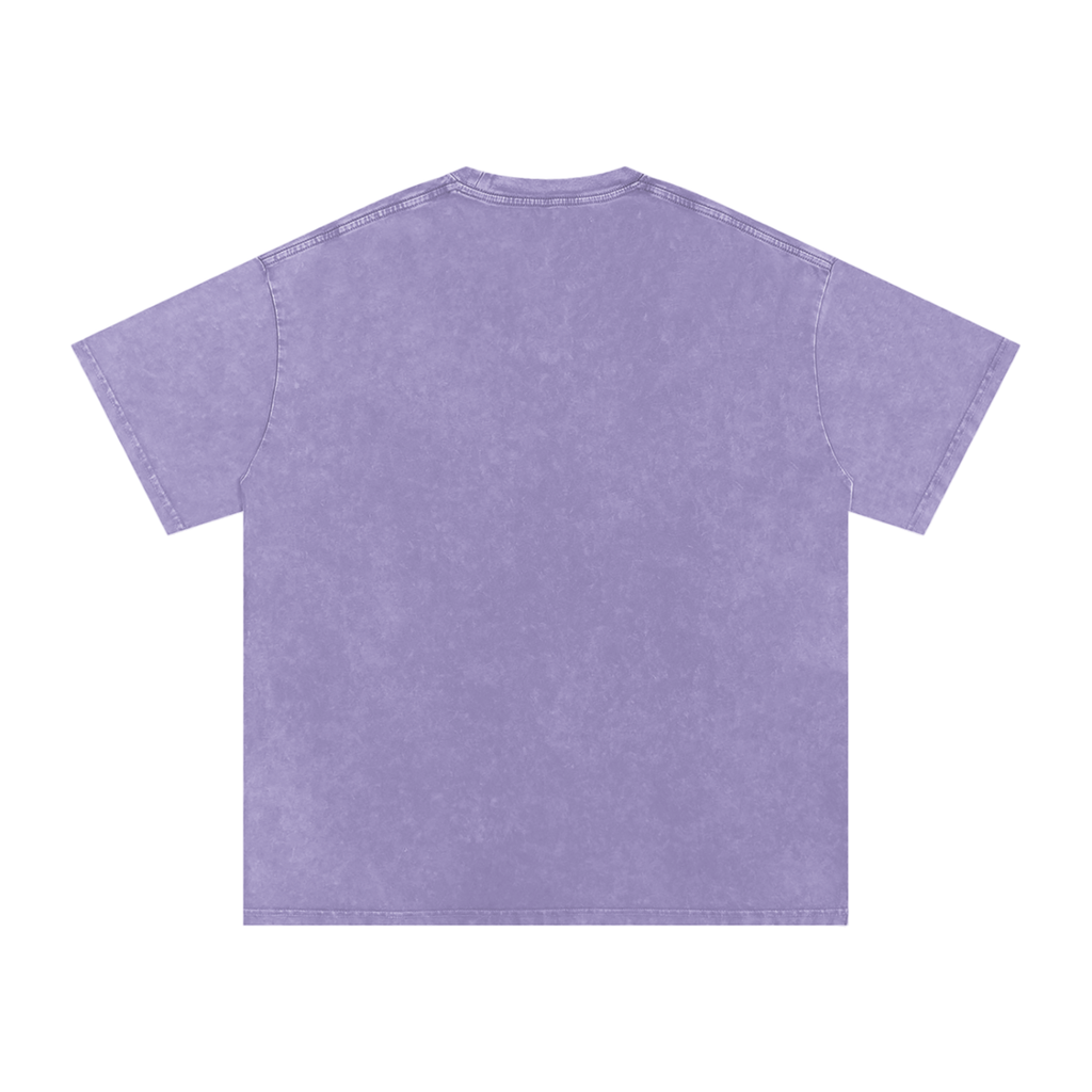 MARZ Meow Time Snow Washed Oversized Cotton T-Shirt