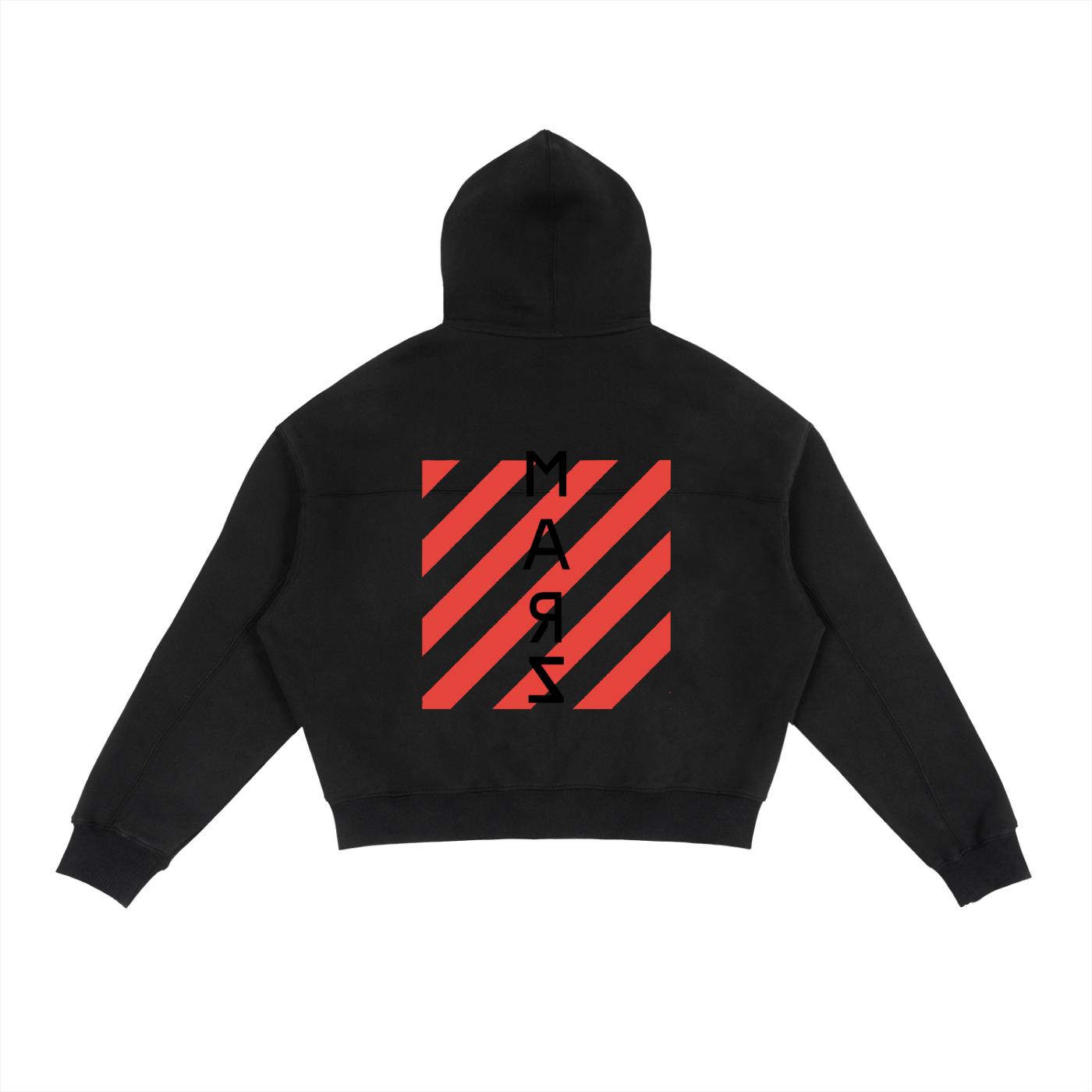 MARZ Caution Fleece Zip-Up Boxy Hoodie