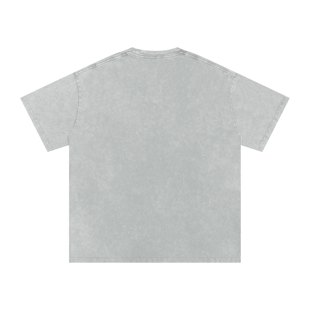 MARZ Meow Time Snow Washed Oversized Cotton T-Shirt