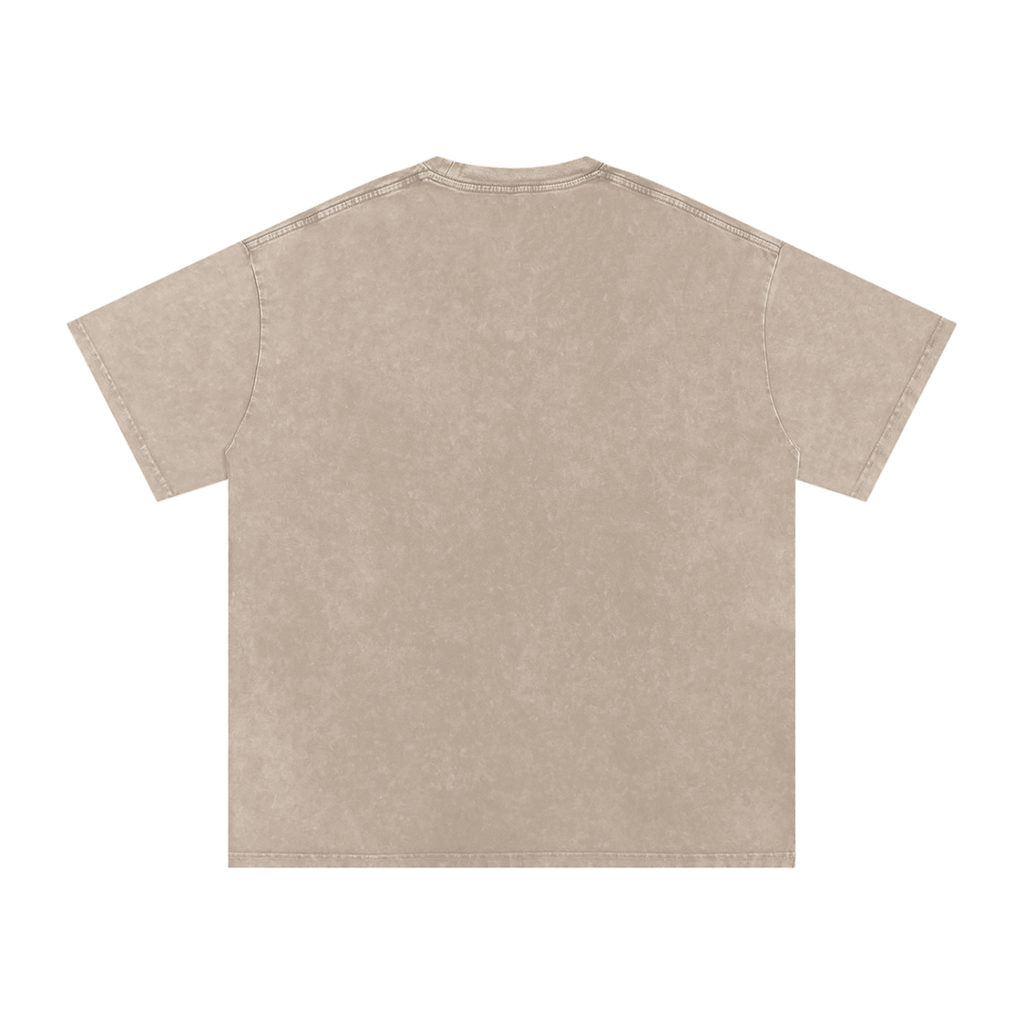 MARZ Meow Time Snow Washed Oversized Cotton T-Shirt