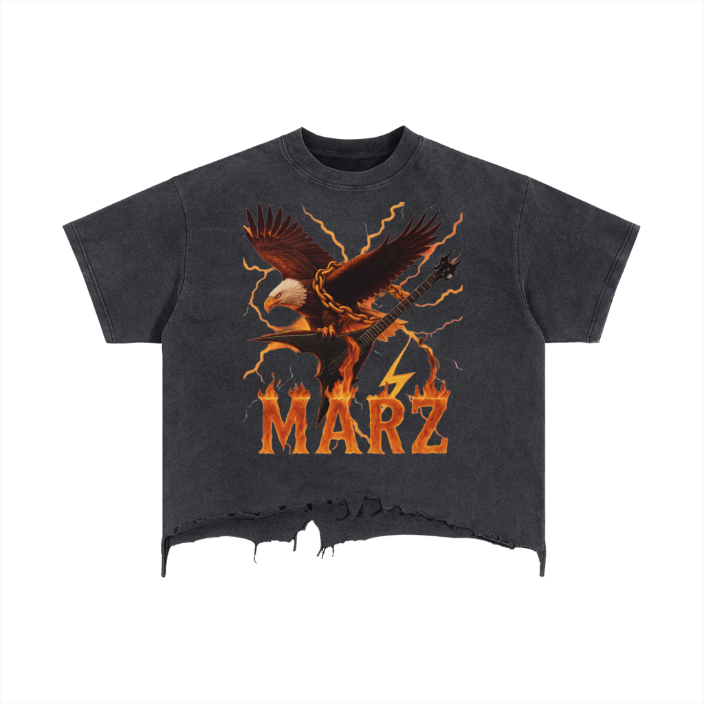 Vintage Wash Boxy Distressed Hem T-Shirt