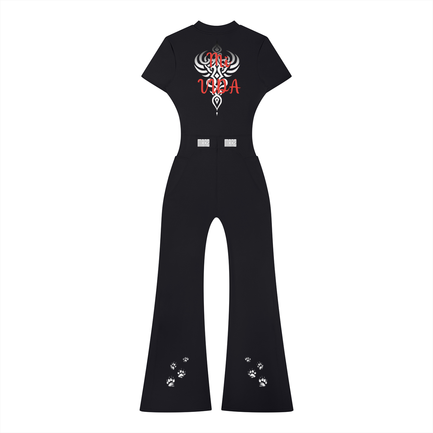 MARZ Vixen Women’s Tight Flared Leg Quarter-Zip Jumpsuit