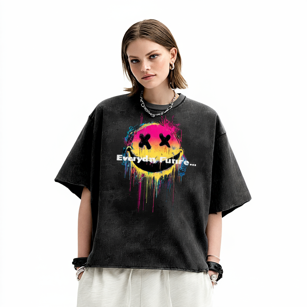 Raw Edge Snow Washed Boxy T-Shirt