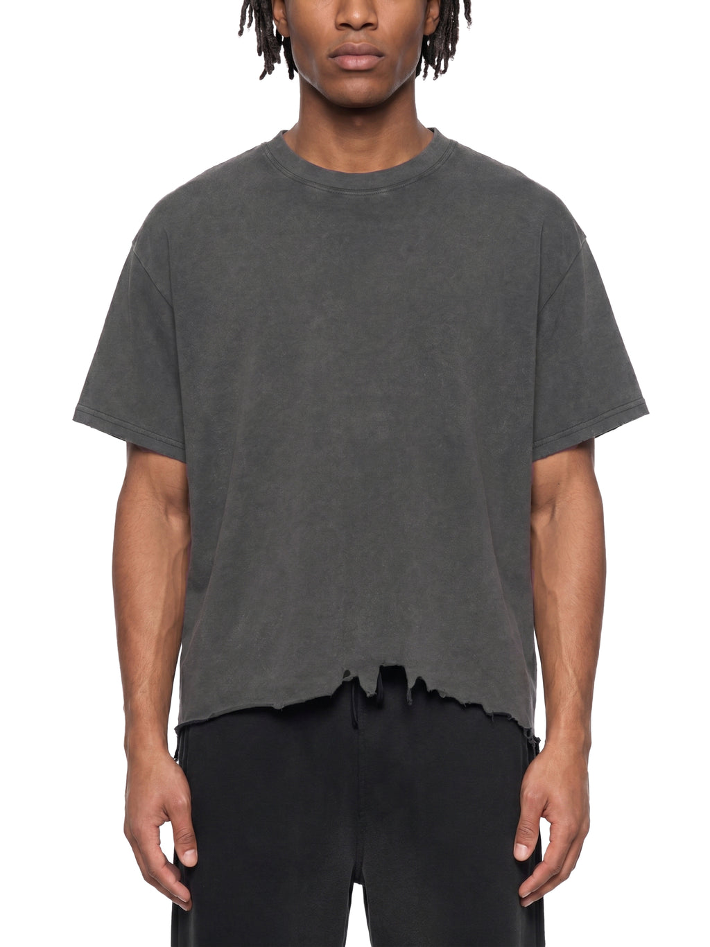 Vintage Wash Boxy Distressed Hem T-Shirt