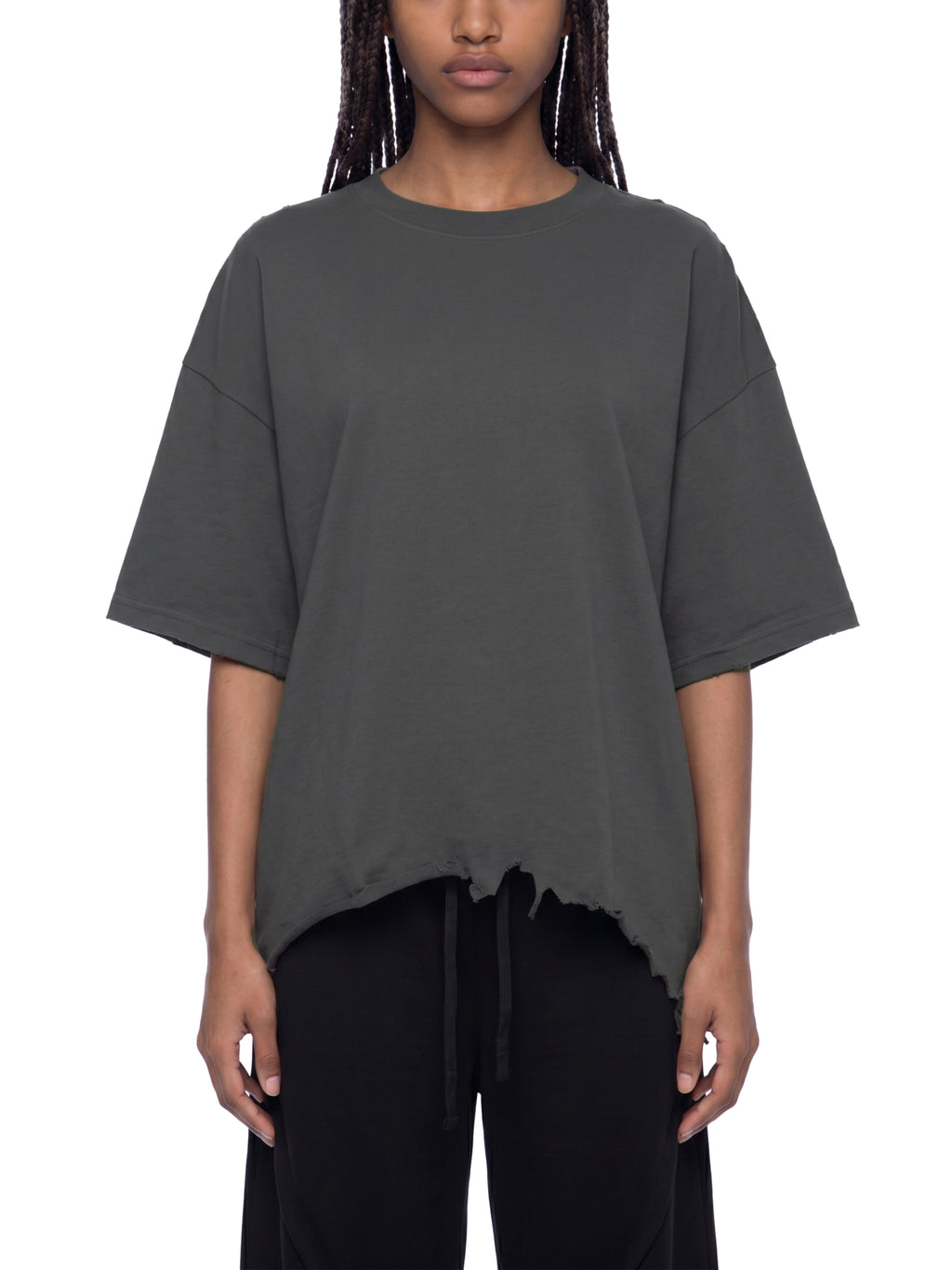 Vintage Wash Boxy Distressed Hem T-Shirt
