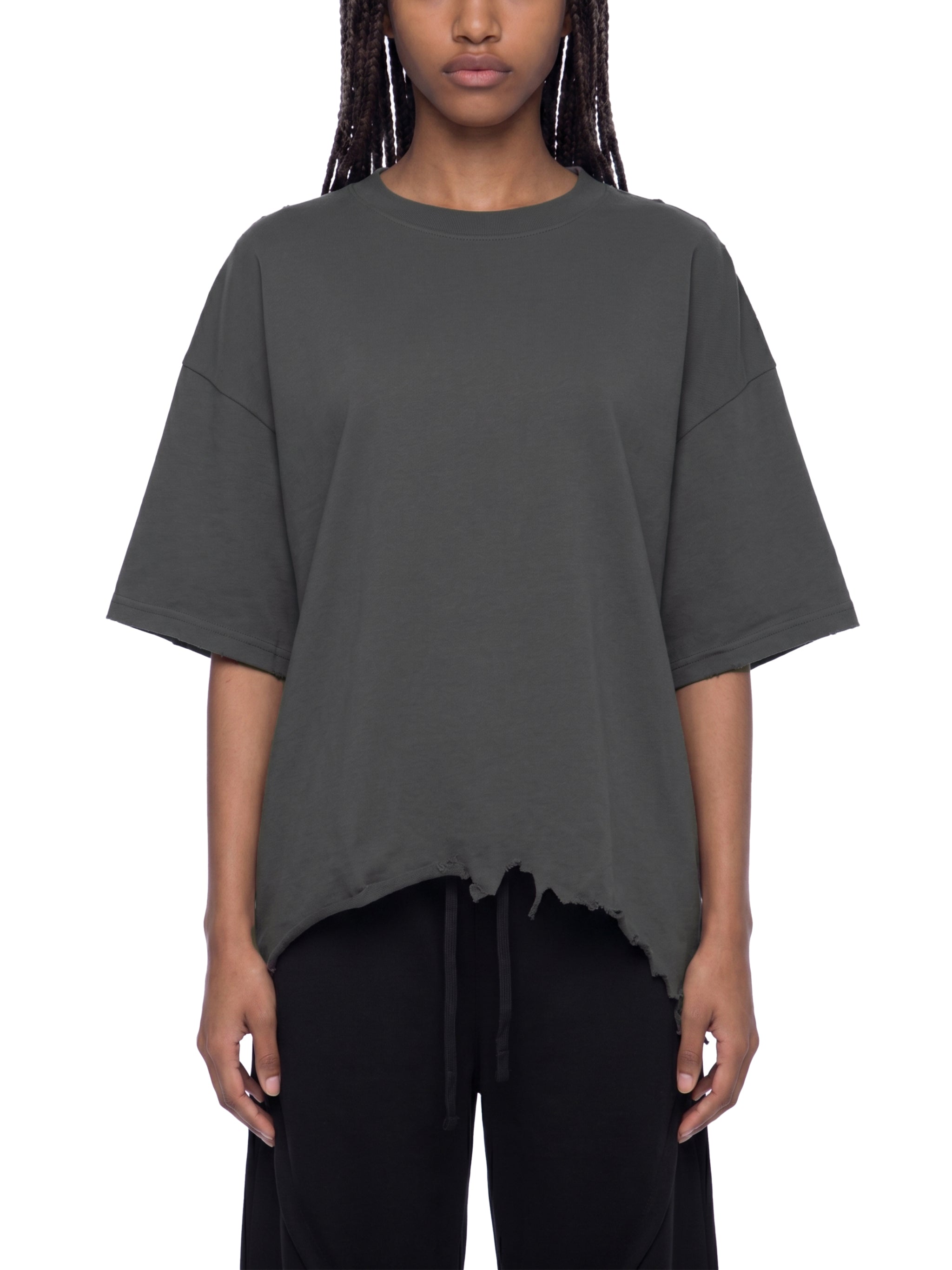 Vintage Wash Boxy Distressed Hem T-Shirt