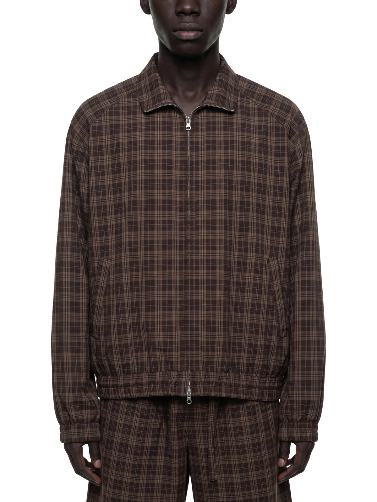 MARZ Classic Unisex Plaid Full-Zip Track Jacket